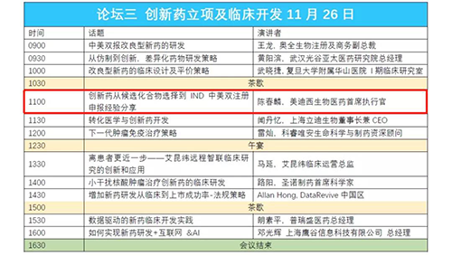 演讲题目：创新药从候选化合物选择到IND中美双注册申报经验分享 